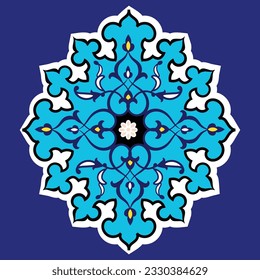 Samarkand buildings pattern - the old school of artists. Islamic culture patterns. Cobalt blue. Pattern brush.	