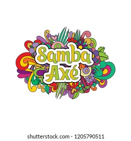 Samba axe. Background with abstract bright colors. Vector illustration.