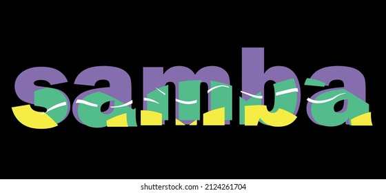 Samba, Brazilian carnival text vector illustration.