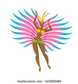 Samba dancer girl colorful icon vector illustration. Brazilian carnival symbol.