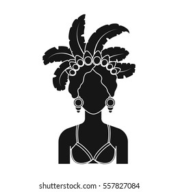 Samba dancer icon in black style isolated on white background. Brazil country symbol stock vector illustration.