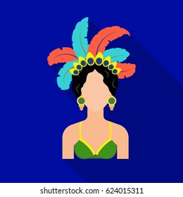 Samba dancer icon in flate style isolated on white background. Brazil country symbol stock vector illustration.