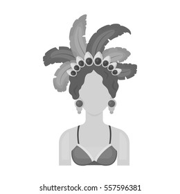 Samba dancer icon in monochrome style isolated on white background. Brazil country symbol stock vector illustration.