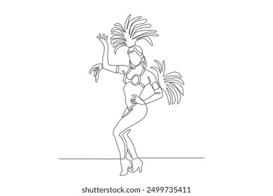 Samba dancer. Latin america concept one-line drawing