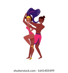 samba dancers characters isolated over white background. vector illustration

