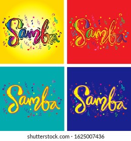 Samba hand lettering calligraphy.  Poster design.
