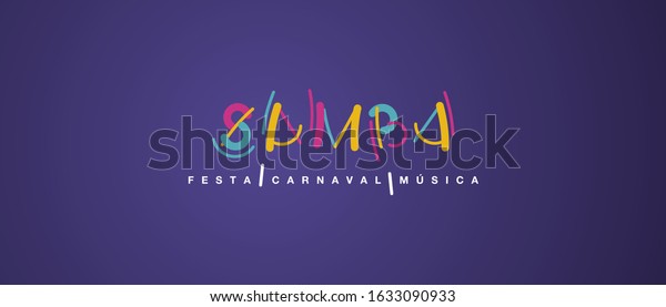 Samba Handwritten Typography Colorful Logo Party Stock Vector (Royalty ...