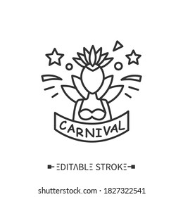 Samba line icon. Brazilian dance, a symbol of the national identity of Brazilians.Cabaret. Brazilian carnival.Samba festival, masquerade in Rio de Janeiro.Isolated vector illustration.Editable stroke 