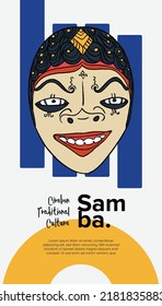 samba, sundanese traditional mask indonesia culture hand drawn illustration design inspiration