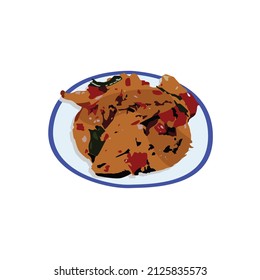 Sambal cumi indonesian food design vector