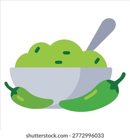 Sambal Uleg Cabe Ijo Vector Illustration Green Chili Crushed in Stone Grinder
