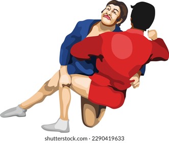 Sambo Russian Wrestling Sport Action Vector