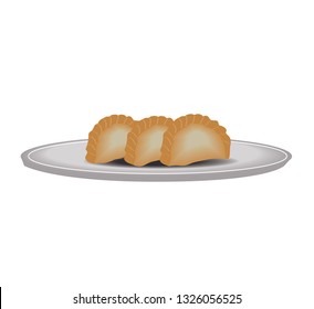 Sambousek Lebanese Arabic  Traditional Food Cuisine appetizer - Illustration Isolated Icon