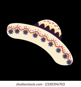 Sambrero vector illustration. The traditional sombrero hat is beautifully depicted in a hand-drawn style, capturing the essence of celebrations and fiestas.