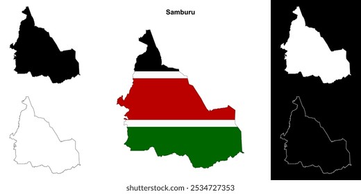 Samburu county outline map set