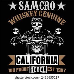 samcro whiskey genuine california  100 proof est 1967 rebel