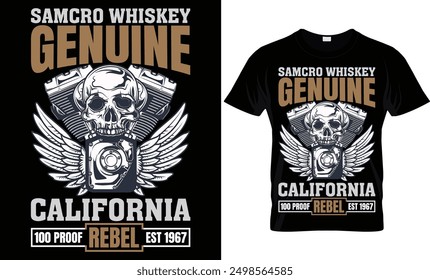 SAMCRO WHISKEY GENUINE CALIFORNIA 100 PROOF REBEL EST 1967 