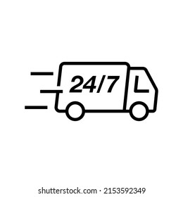 Same day delivery. 24 hours delivery truck icon. Vector illustration