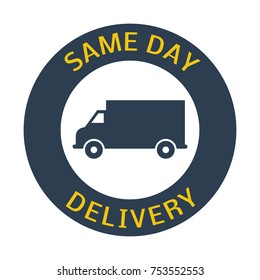 same day delivery button on white background. Vector illustration