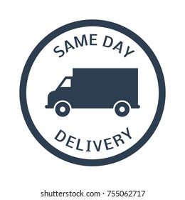 same day delivery button on white background. Vector illustration