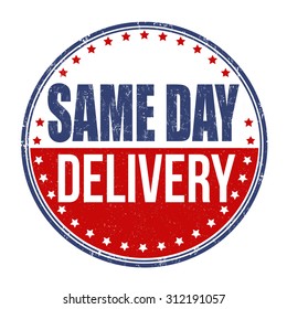 Same day delivery grunge rubber stamp on white background, vector illustration
