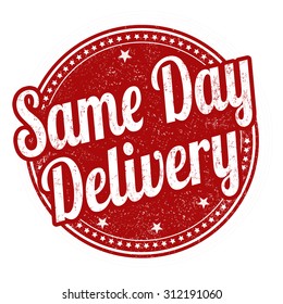 Same day delivery grunge rubber stamp on white background, vector illustration