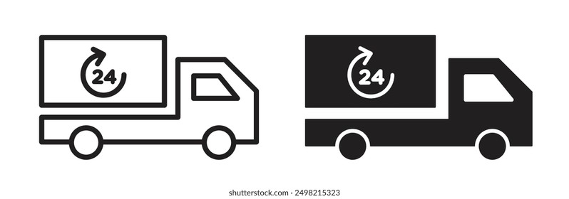 Same day delivery iconicon vector collection in outlined and solid style