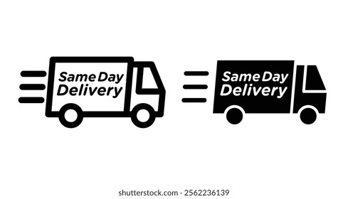 Same day delivery Icons pack in outlined and flat versions