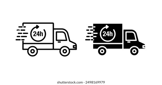 Same day delivery vector icon set in black color.