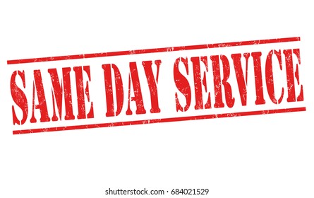 Same day service sign or stamp on white background, vector illustration