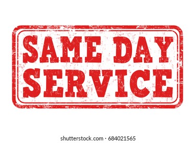 Same day service sign or stamp on white background, vector illustration