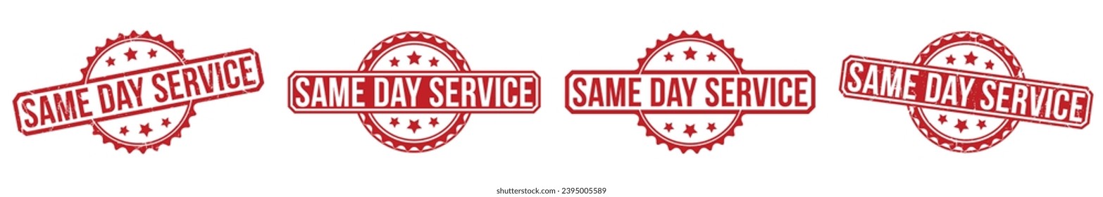 Same Day Service stamp red rubber stamp on white background. Same Day Service stamp sign