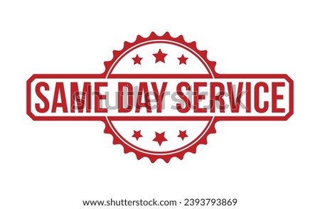 Same Day Service stamp red rubber stamp on white background. Same Day Service stamp sign