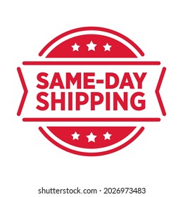 Same Day Shipping Vector, Same Day Shipping Label Stamp For Online Store, Business Shipping, Vector Illustration Background