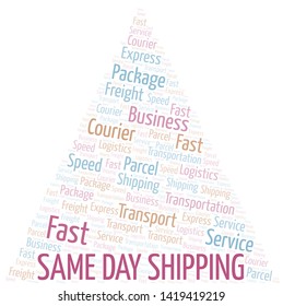 Same Day Shipping word cloud. Wordcloud made with text only.