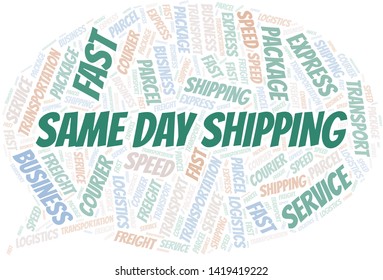 Same Day Shipping word cloud. Wordcloud made with text only.