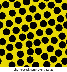 Same dots wallpaper. Vector black stains and yellow background. Vector and seamless large dots.