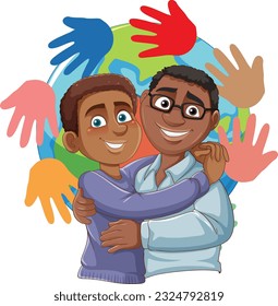 Ilustración de personajes de caricatura de la pareja del mismo género