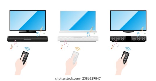 The same home appliance set_ TV, recorder, remote control, operation illustration.