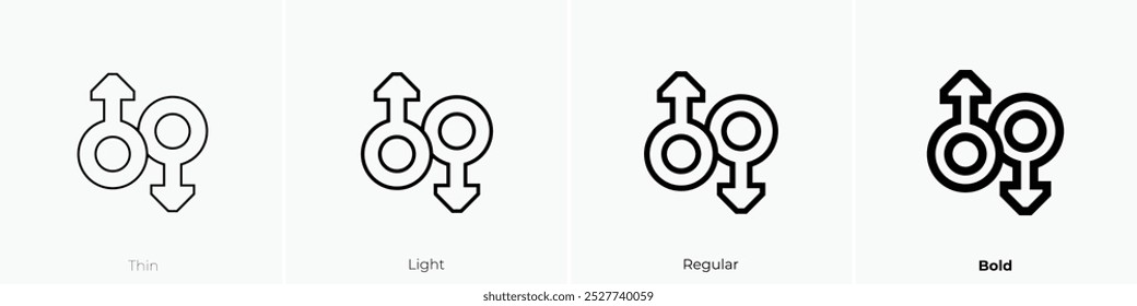 gleichgeschlechtliches Symbol. Dünnes, helles Design im regulären und kühlen Stil, einzeln auf weißem Hintergrund