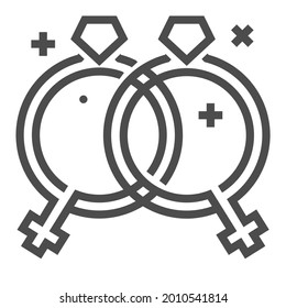 Matrimonio del mismo sexo, icono de vector de línea cuadrada