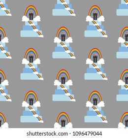 Same sex wedding cake seamless pattern on the gray background. Vector illustration