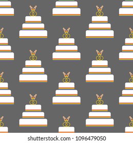 Same sex wedding cake seamless pattern on the gray background. Vector illustration
