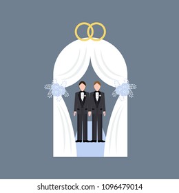 Same sex wedding on the gray background. Vector illustration