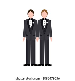 Same sex wedding on the white background. Vector illustration
