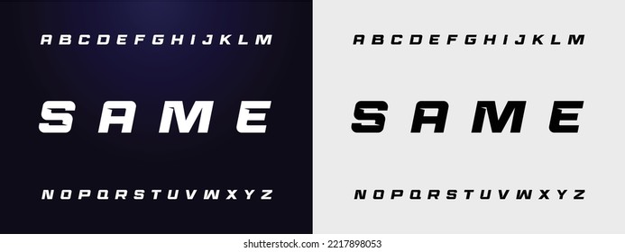 SAME Sports minimal tech font letter set. Luxury vector typeface for company. Modern gaming fonts logo design.