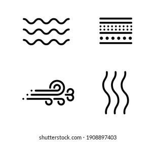 The same thick line symbols of wind, earth, water-sea and temperature. Set of 4 for design, Logo design, websites and designs.