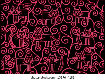 sameless with cat pattern. black pink colour