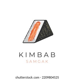 Samgak kimbap vector illustration logo with spicy tuna filling