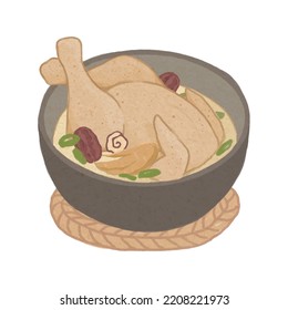 It's samgyetang.
Samgyetang is a representative health food that Koreans eat in summer.